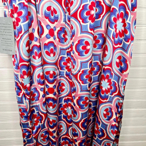 Melloday Printed Wide Leg Patterned Pocket Jumpsuit Size XL Red Blue - Picture 9 of 12